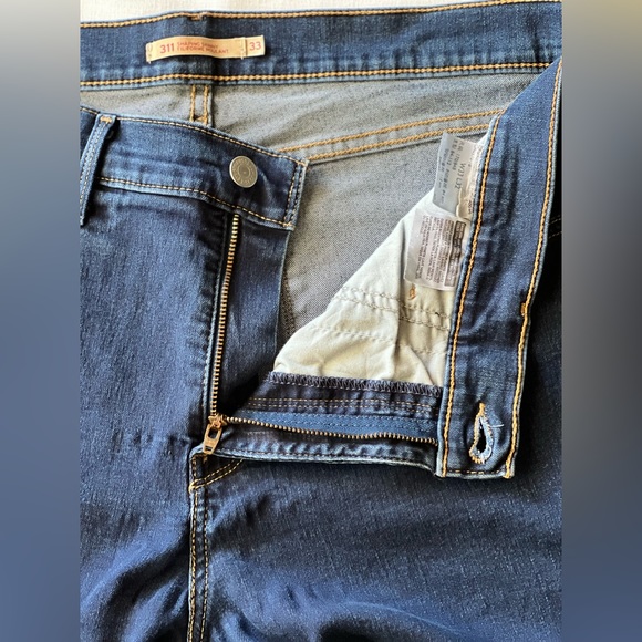 Levi Strauss 311 Shaping Skinny Denim Blue Jeans size 33 Womens Dark Wash - Picture 4 of 8
